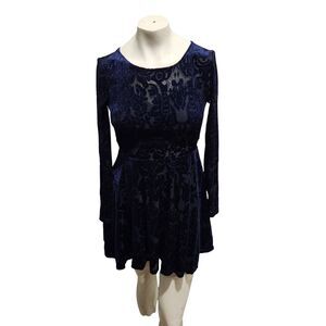 City Triangles Velvet Burnout Skater Dress Juniors SZ 0 Whimsygoth Fairy Witchy